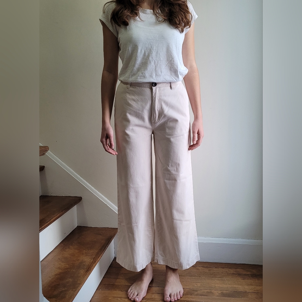 ROLLA'S High Rise Wide Leg Cropped cream Denim Pants Small